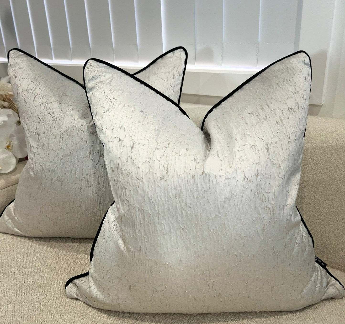 White Textured Cushion Cover